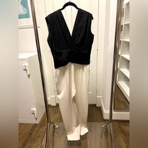 Max Mara silk chiffon jumpsuit, never worn, size 12, black and white
